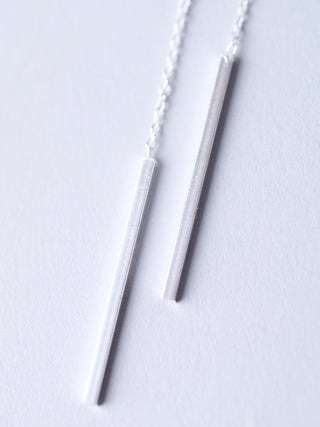 Sterling Silver Threader Long Chain Earrings With Plinth - Forgotten Tribes