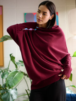 Yuna - Merino Wool Bamboo Blend Asymmetric Draped Jumper