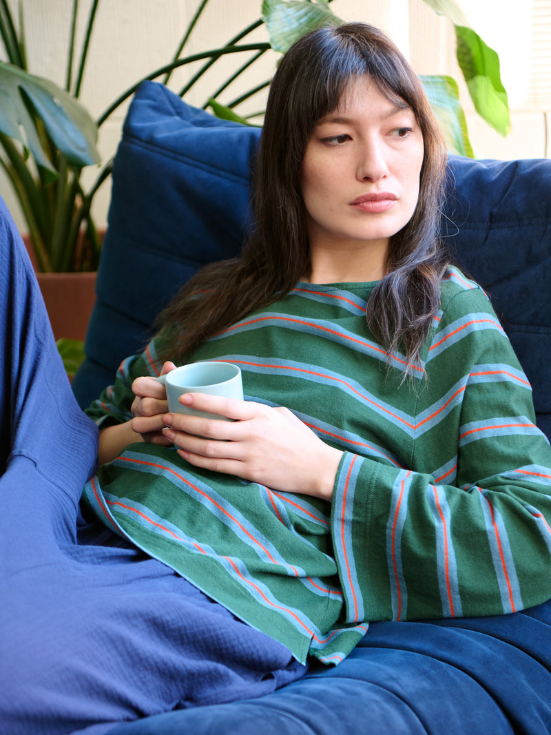 Yasai 2 - Hemp Organic Cotton Wide Sleeve T-shirt - Stripes - Forgotten Tribes