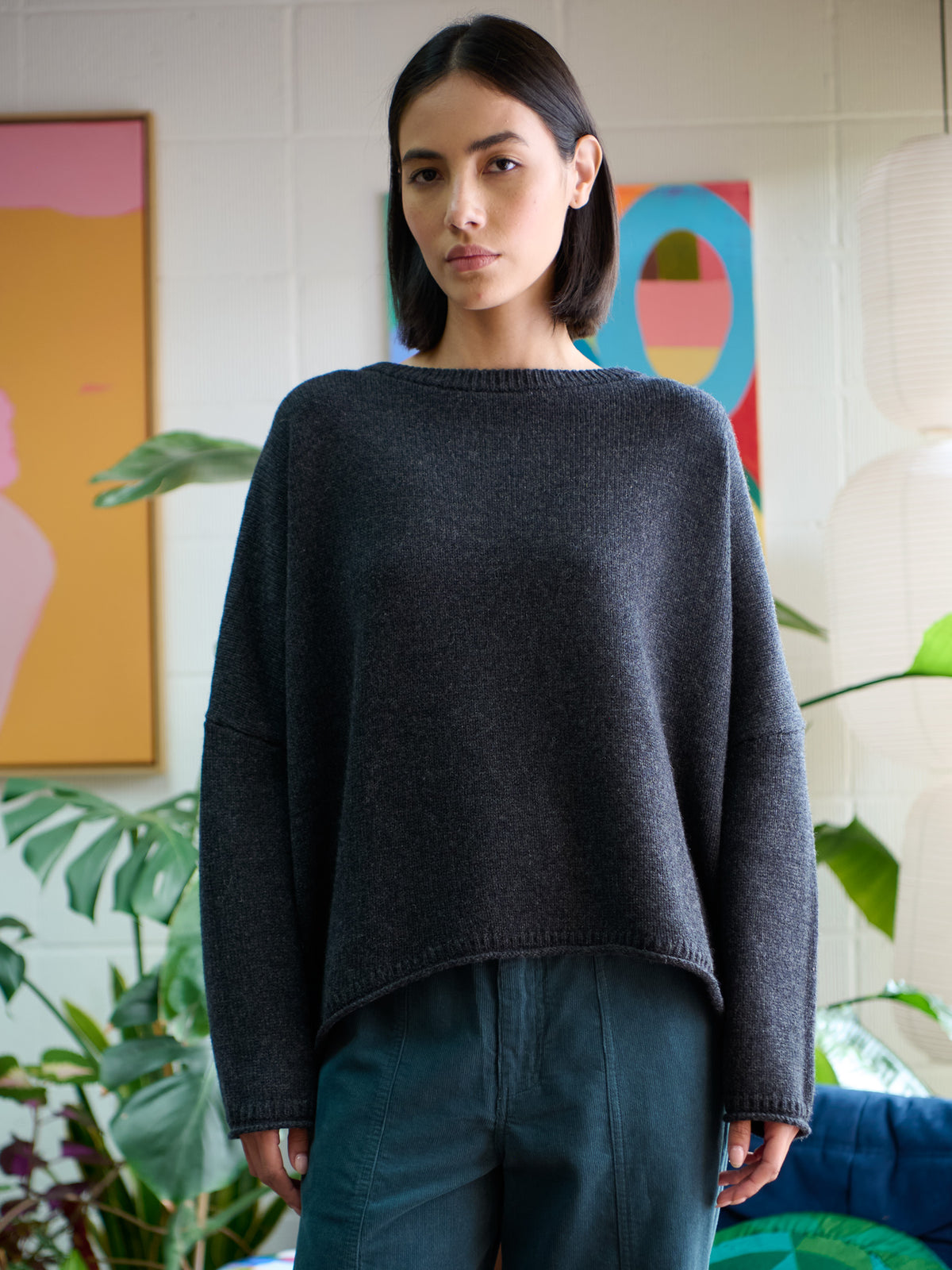 Mizumi - Merino Wool Bamboo Blend Oversized Jumper with Curved Back - Forgotten Tribes