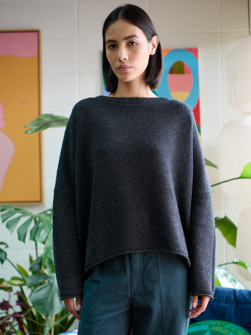 Mizumi - Merino Wool Bamboo Blend Oversized Jumper with Curved Back - Forgotten Tribes
