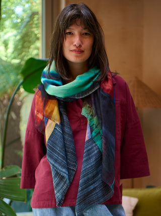 Fine Wool Print Scarf - Night Harbour