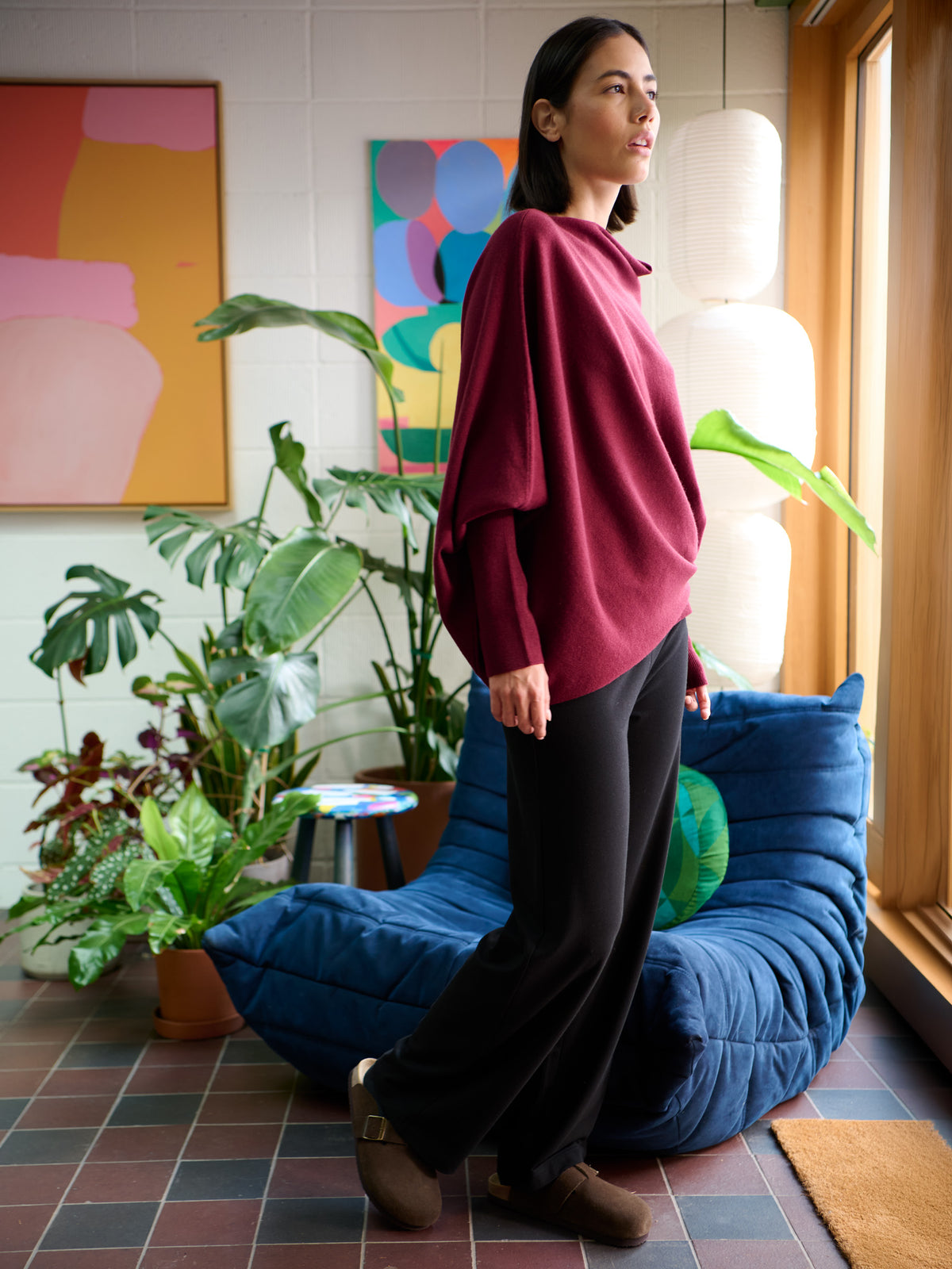 Yuna - Merino Wool Bamboo Blend Asymmetric Draped Jumper - Forgotten Tribes