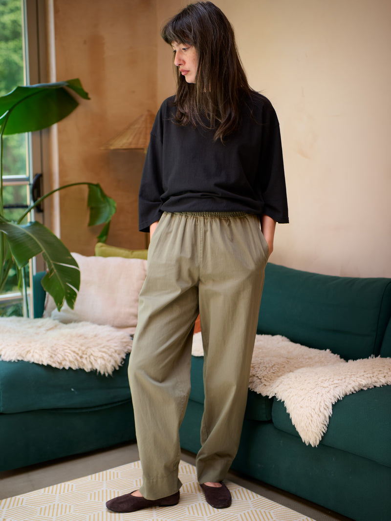 Rieu - Organic Cotton Trousers with Shirred Waist