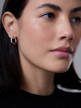 Sterling Silver Hexagon Hoop Earrings - Forgotten Tribes