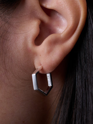 Sterling Silver Hexagon Hoop Earrings - Forgotten Tribes