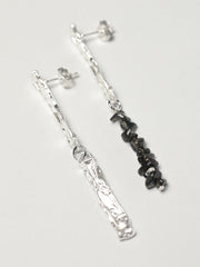 Mismatched Textured Silver Drop Earrings - Forgotten Tribes