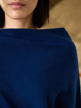 Yuna - Merino Wool Bamboo Blend Asymmetric Draped Jumper