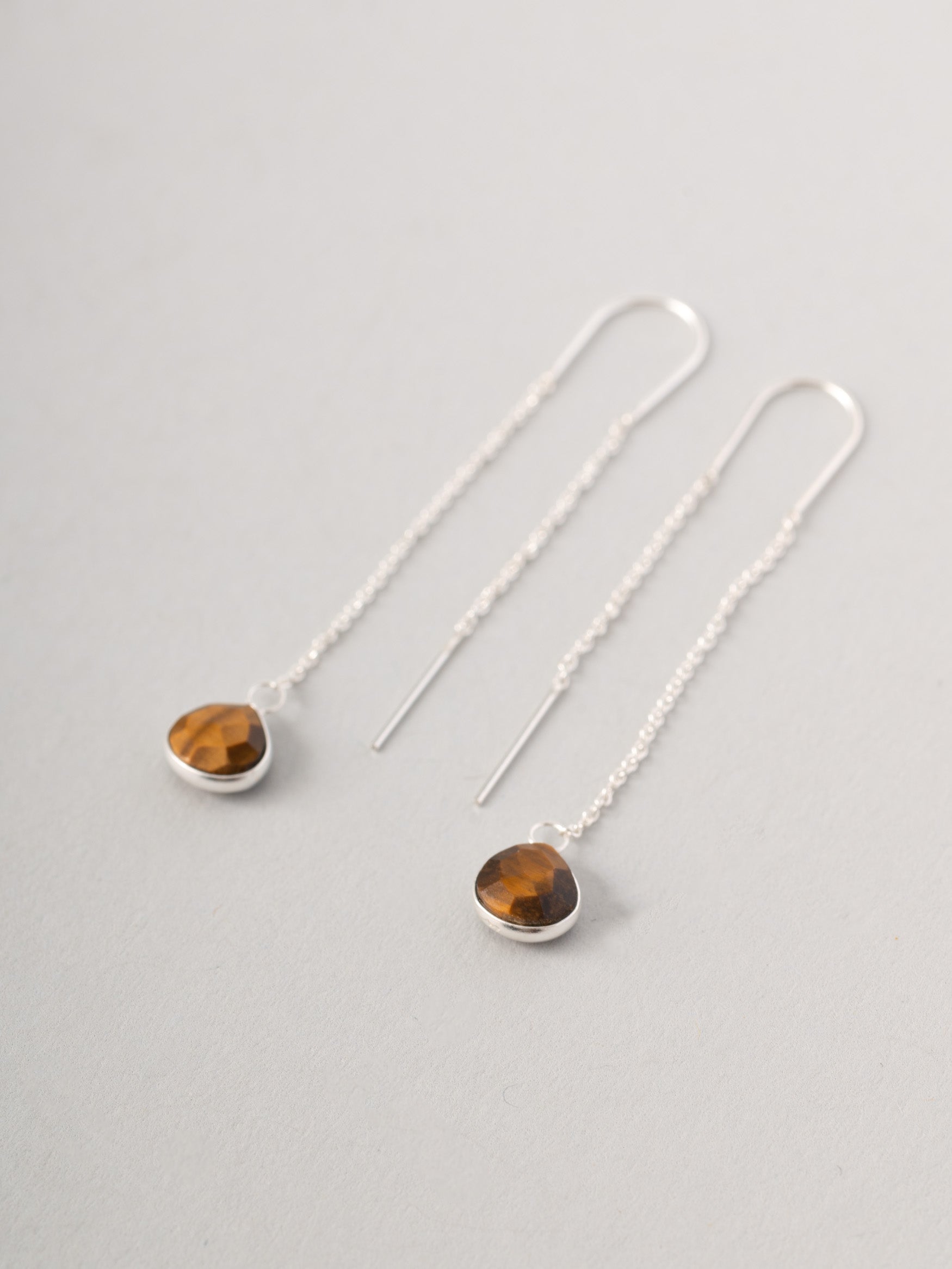 Sterling Silver Teardrop Gemstone Fine Chain Earrings - Forgotten Tribes