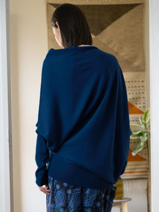Yuna - Merino Wool Bamboo Blend Asymmetric Draped Jumper
