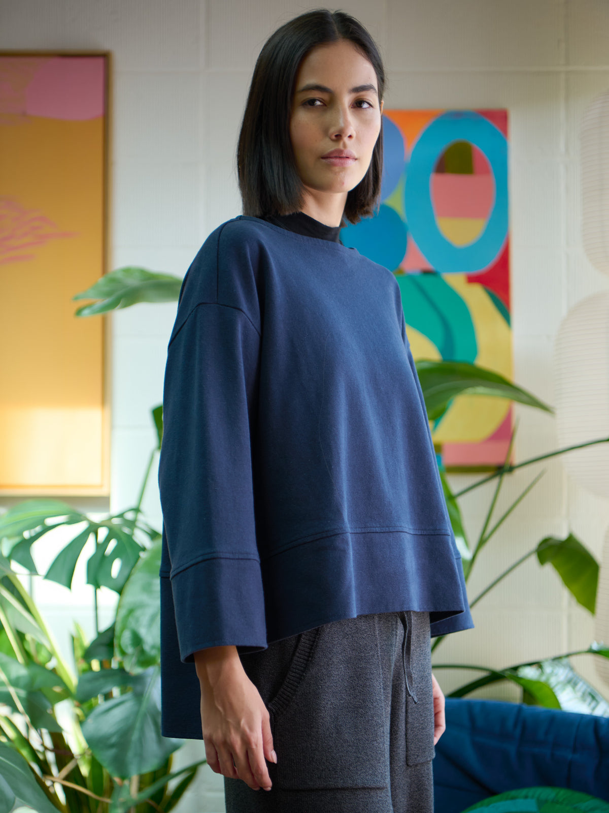 Noshiro - Hemp Organic Cotton Interlock Boat Neck Top - Forgotten Tribes