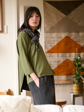 Gaya - Hemp Organic Cotton Cropped Sleeve T-Shirt - Forgotten Tribes