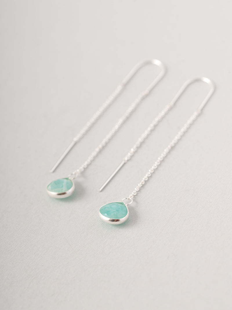 Sterling Silver Teardrop Gemstone Fine Chain Earrings - Forgotten Tribes