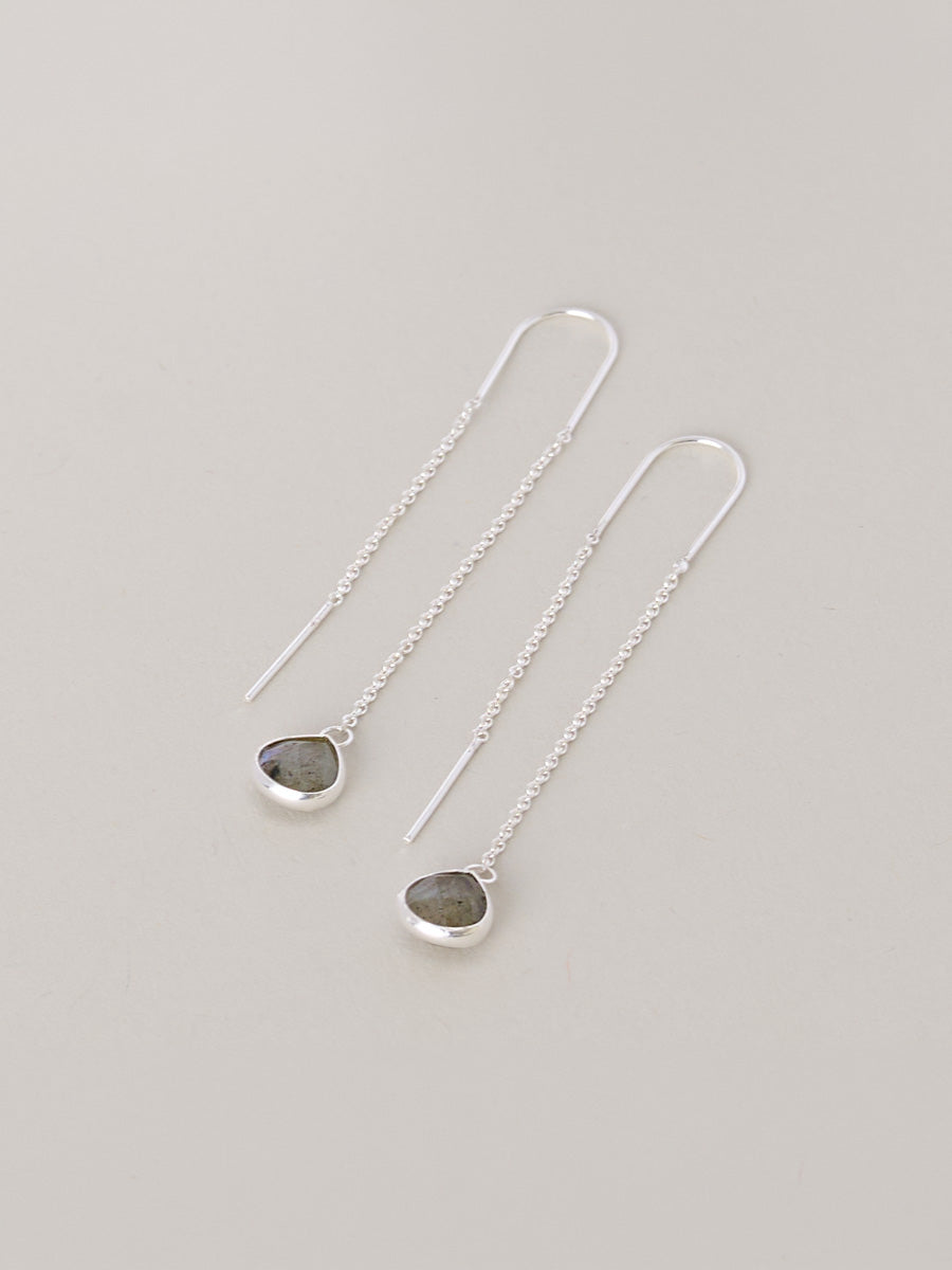 Sterling Silver Teardrop Gemstone Fine Chain Earrings - Forgotten Tribes