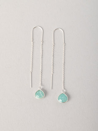 Sterling Silver Teardrop Gemstone Fine Chain Earrings - Forgotten Tribes