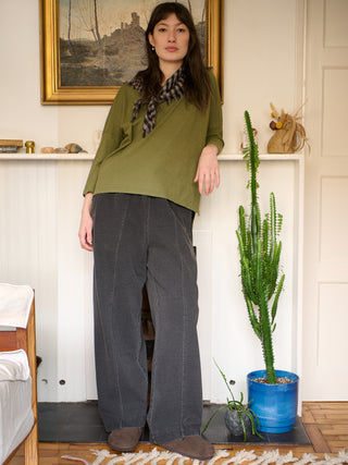 Sable - Denim Wash French Terry Straight Leg Trousers - Forgotten Tribes
