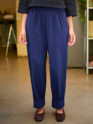 Rieu - Organic Cotton Trousers with Shirred Waist