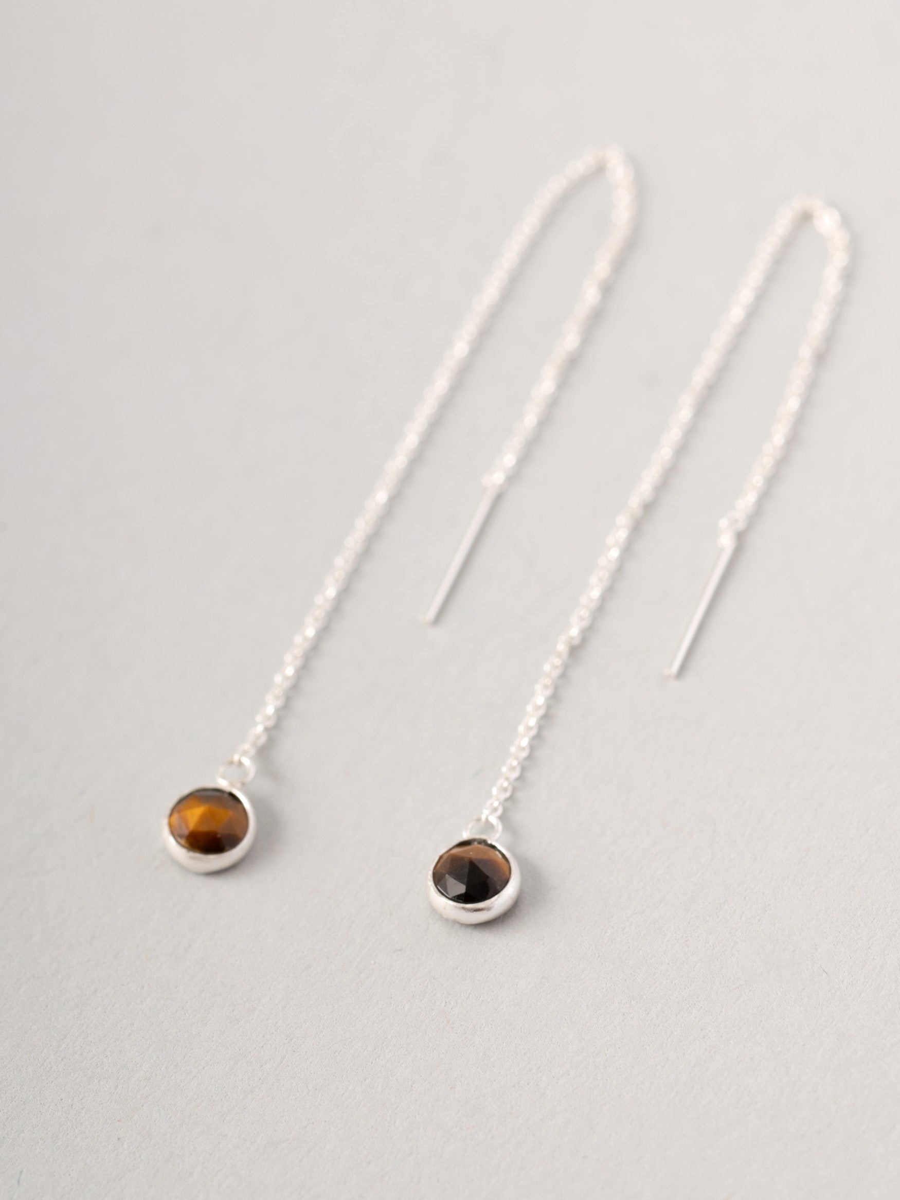 Sterling Silver Mini Gemstone Fine Chain Earrings - Forgotten Tribes