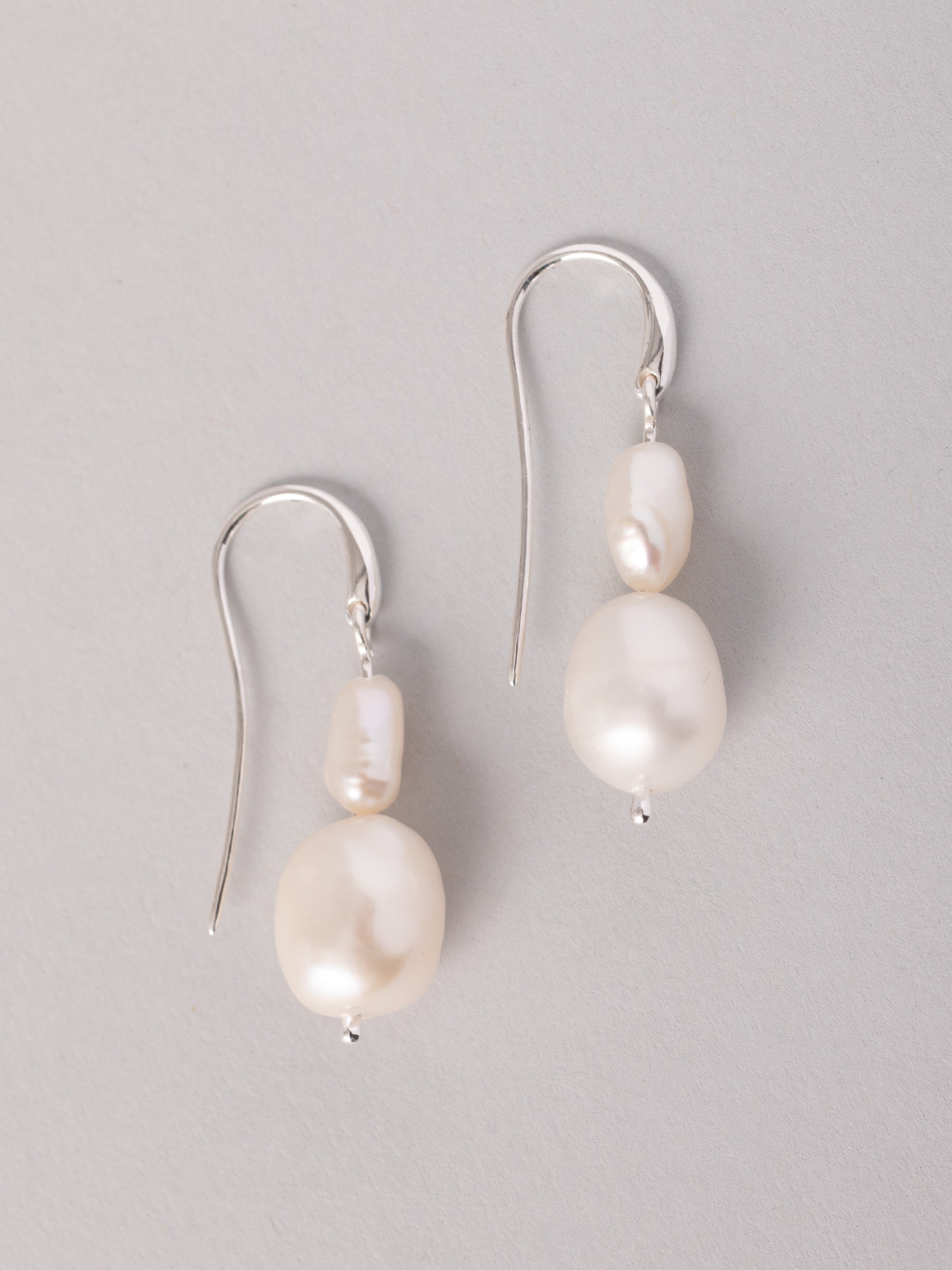 Sterling Silver Baroque Pearl Earrings