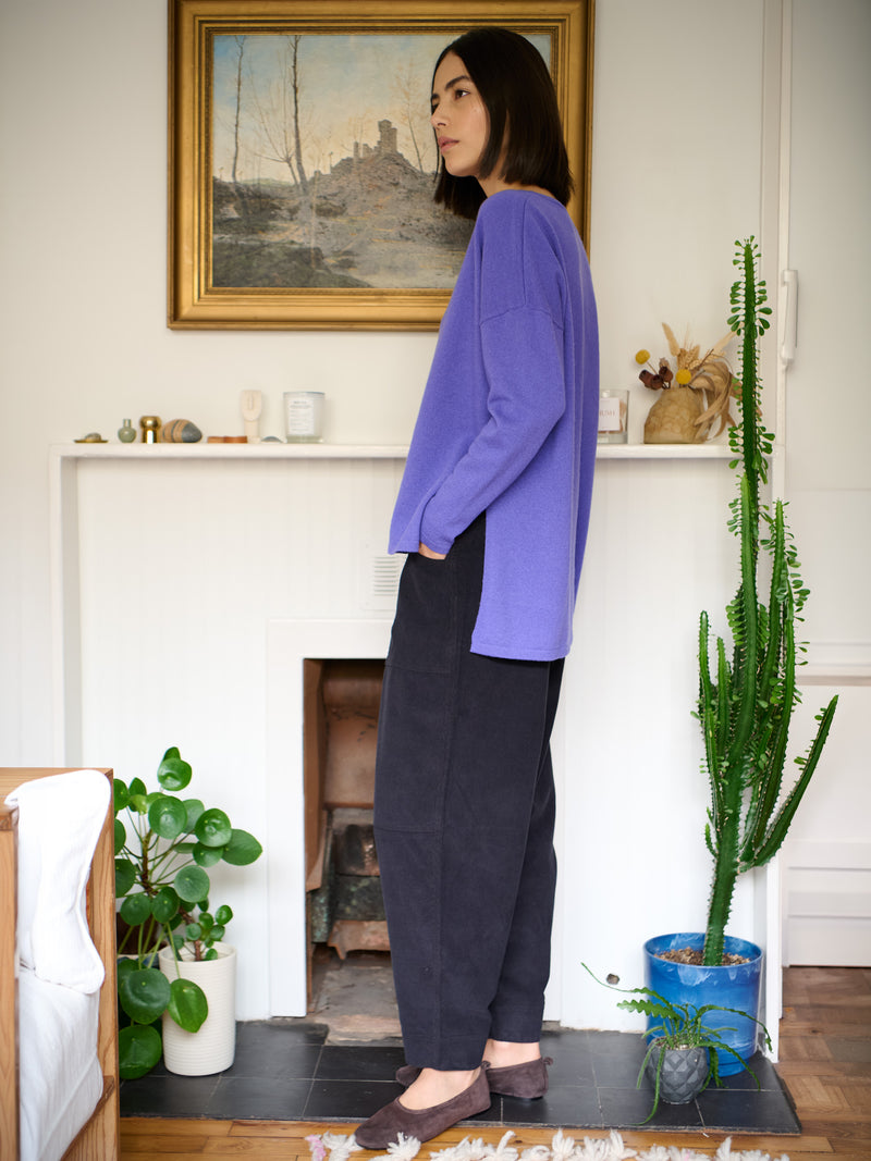 Meira - Merino Wool Bamboo Blend Fine Knit Jumper with Side Slits - Forgotten Tribes