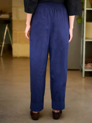 Rieu - Organic Cotton Trousers with Shirred Waist