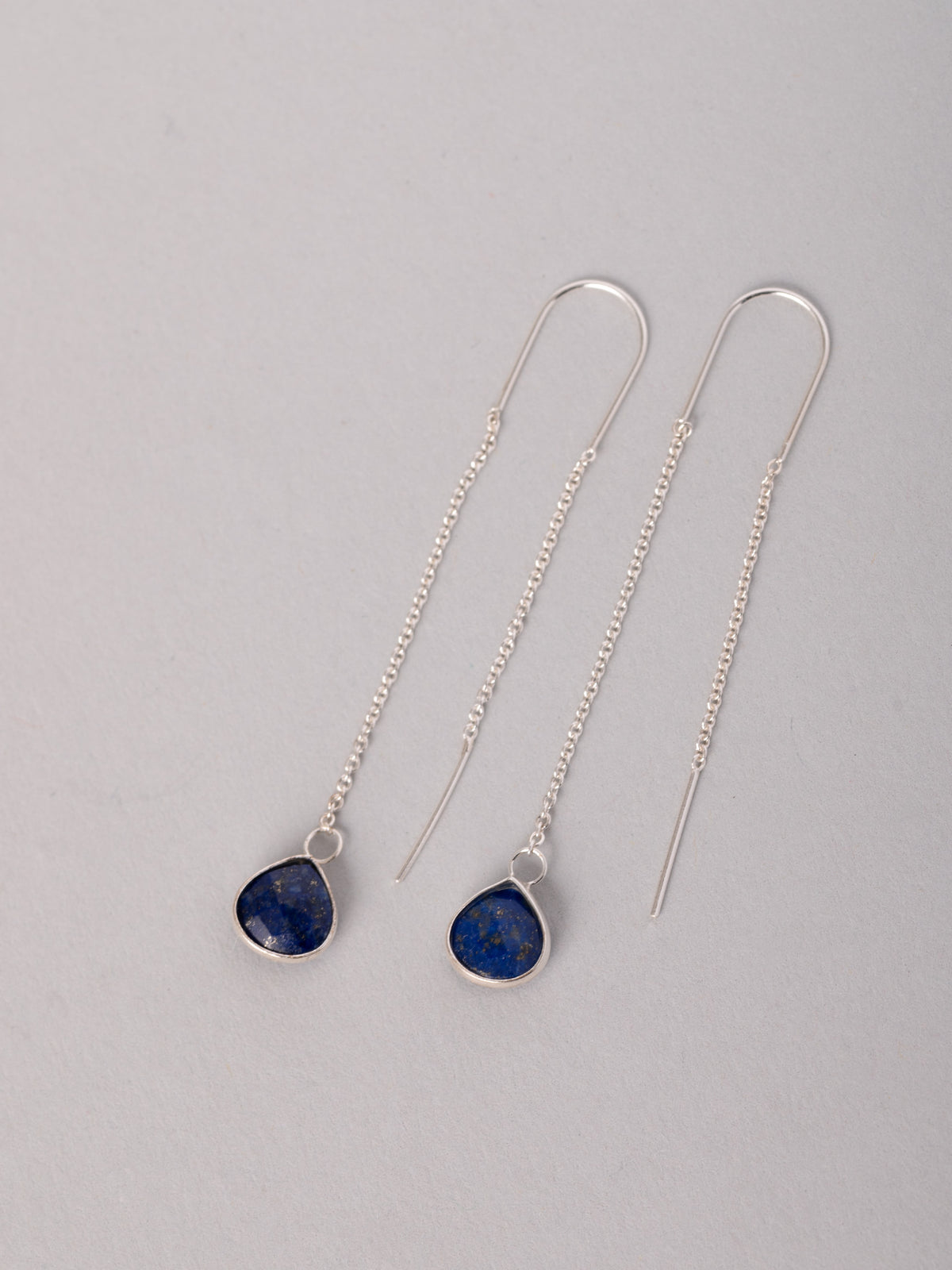 Sterling Silver Teardrop Gemstone Fine Chain Earrings - Forgotten Tribes