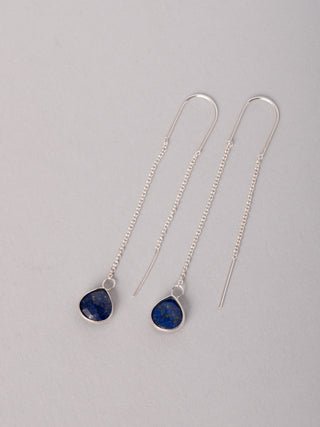 Sterling Silver Teardrop Gemstone Fine Chain Earrings - Forgotten Tribes
