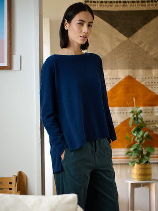 Meira - Merino Wool Bamboo Blend Fine Knit Jumper with Side Slits - Forgotten Tribes