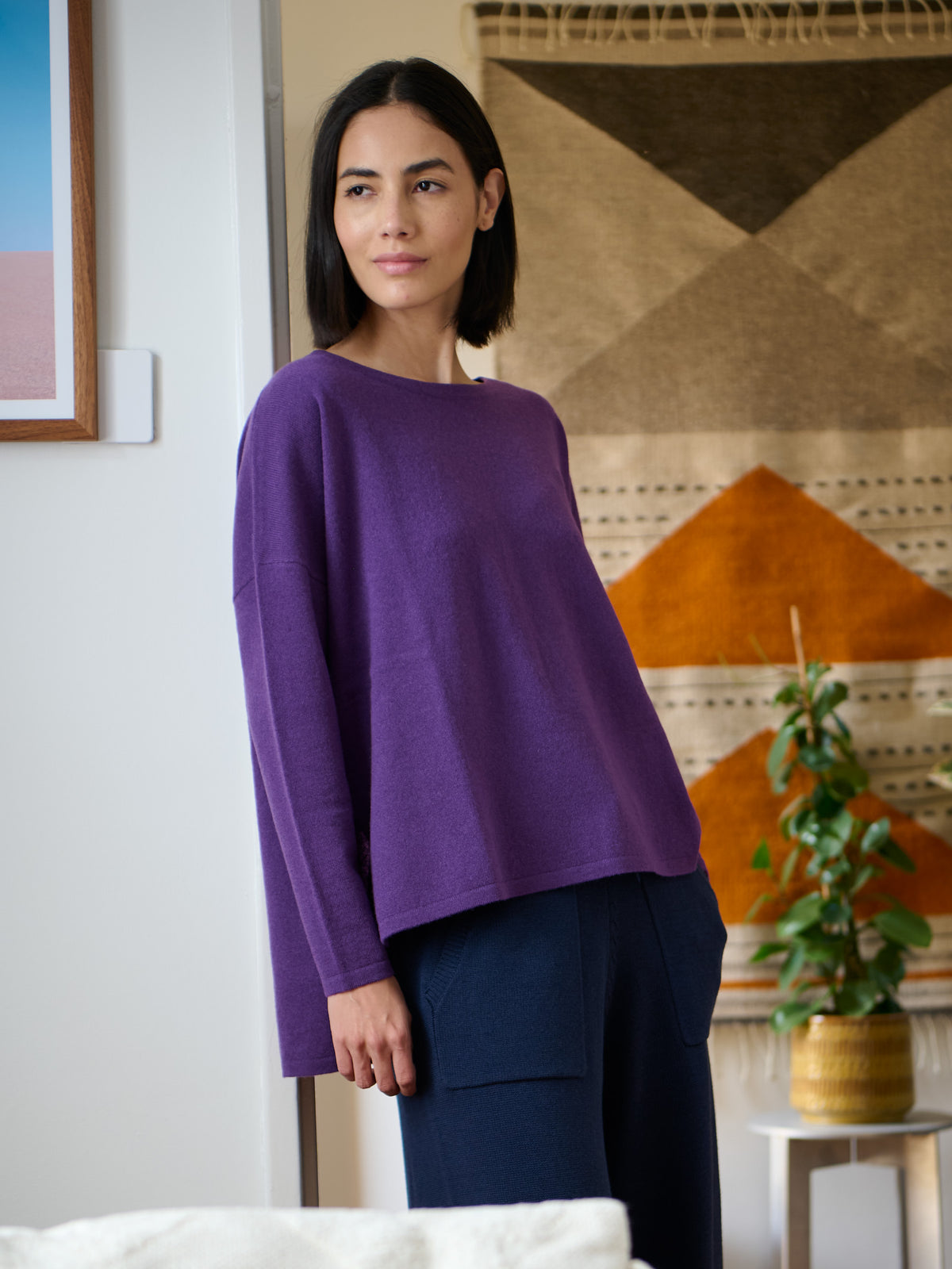 Meira - Merino Wool Bamboo Blend Fine Knit Jumper with Side Slits - Forgotten Tribes