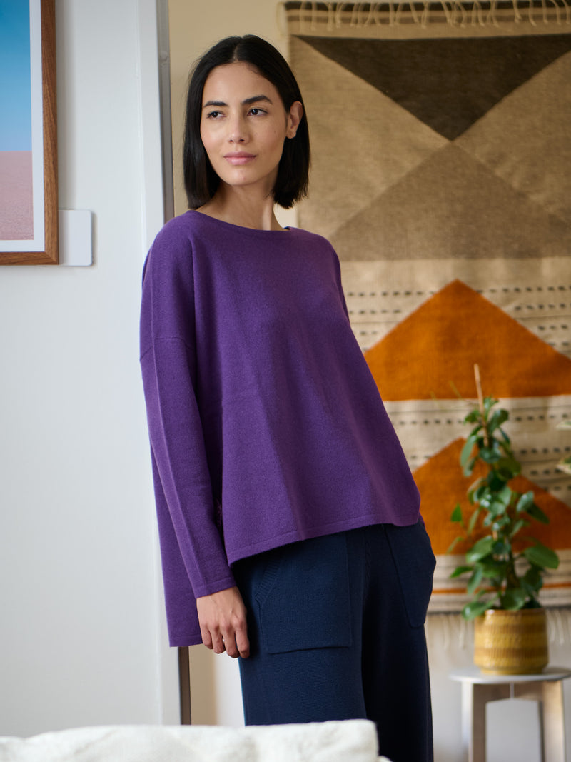 Meira - Merino Wool Bamboo Blend Fine Knit Jumper with Side Slits - Forgotten Tribes