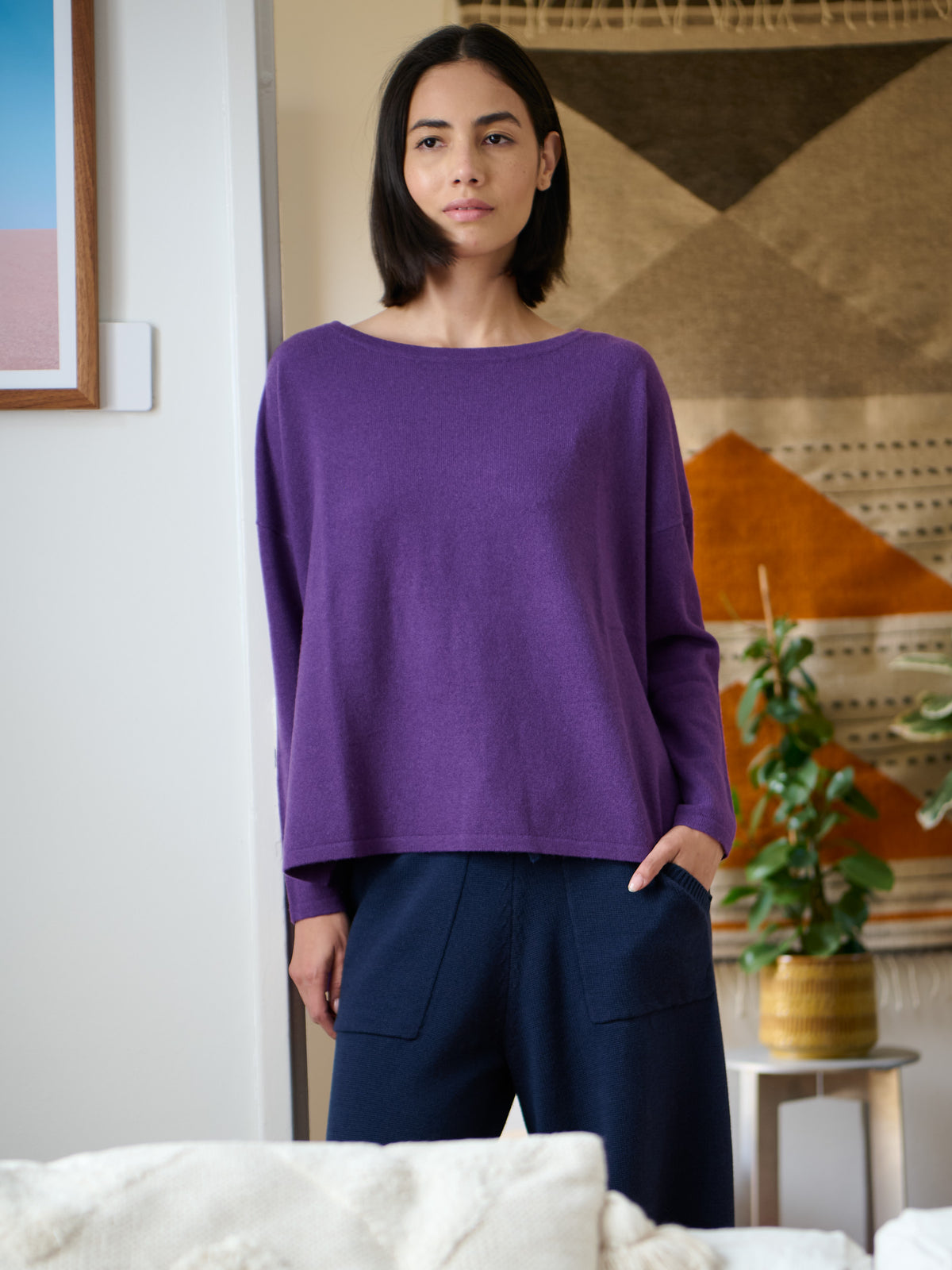 Meira - Merino Wool Bamboo Blend Fine Knit Jumper with Side Slits - Forgotten Tribes