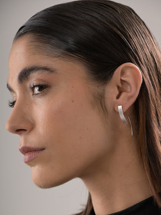 Sterling Silver Thread Through Curved Bar Earrings - Forgotten Tribes