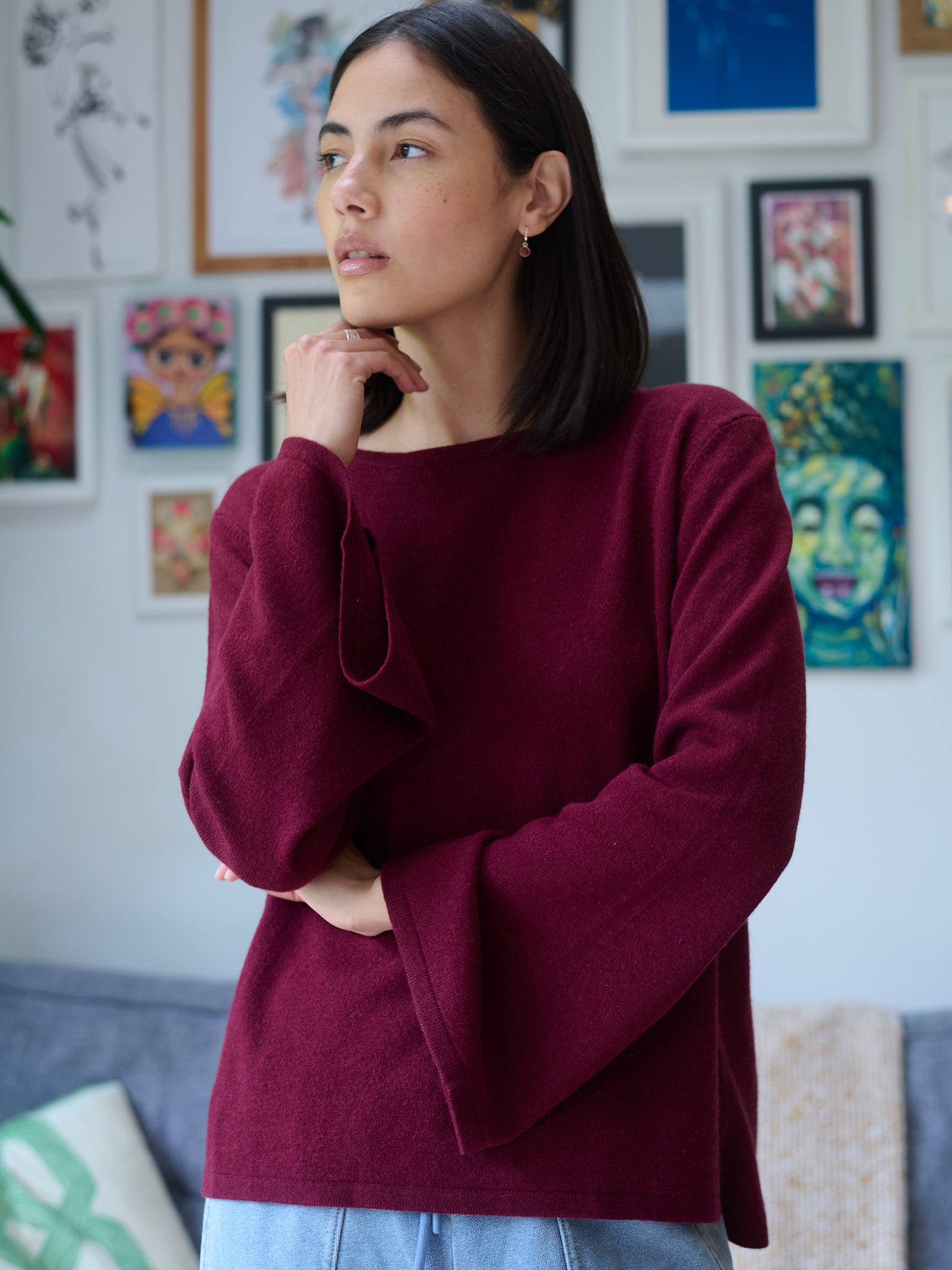 Elba - Merino Wool Bamboo Blend Sweater - Cordovan - Forgotten Tribes