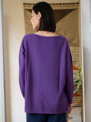 Meira - Merino Wool Bamboo Blend Fine Knit Jumper with Side Slits - Forgotten Tribes