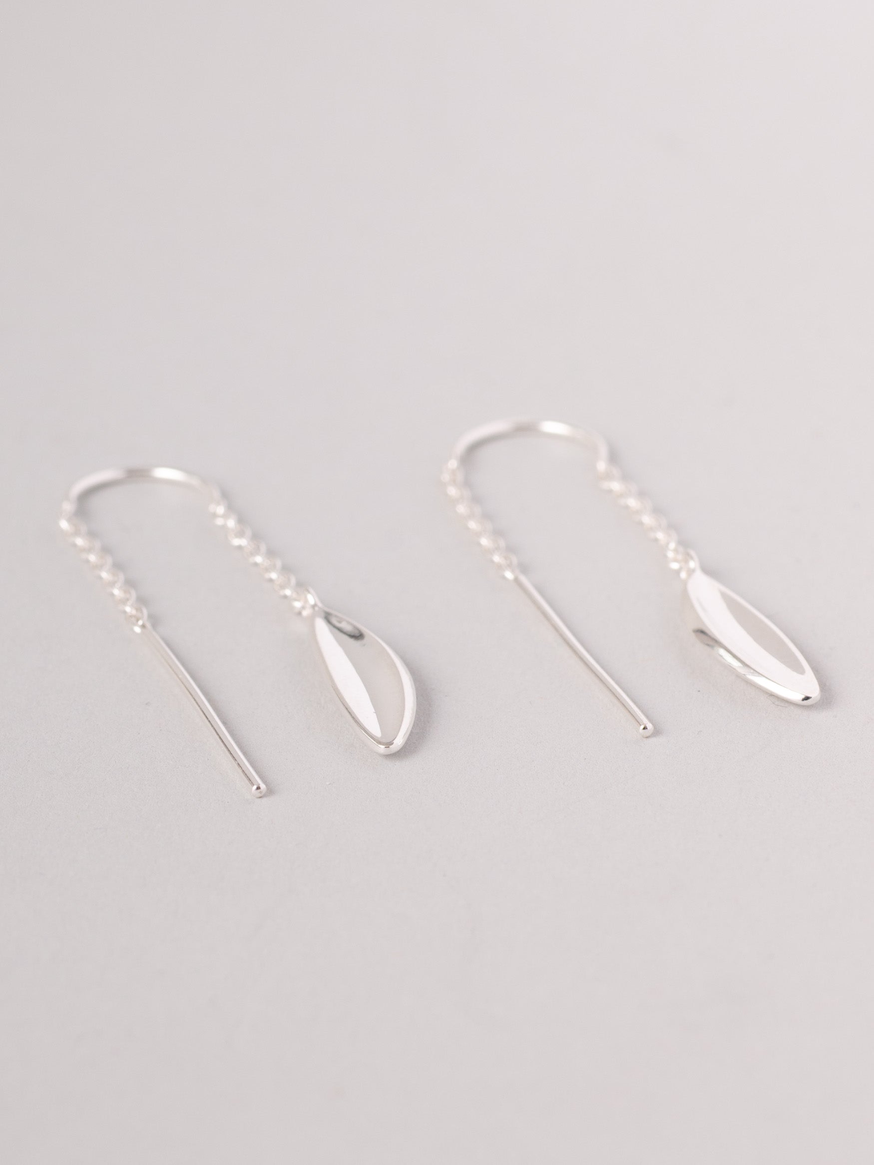 Sterling Silver Chain Earring With Folded Shape - Forgotten Tribes