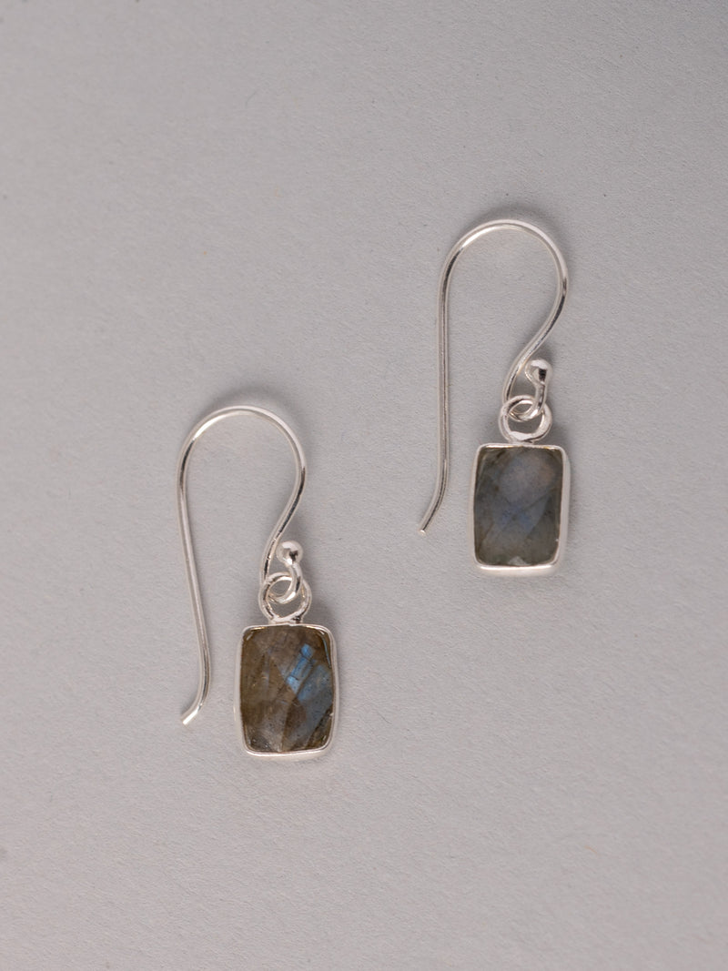 Sterling Silver Gemstone Square Drop Earrings - Forgotten Tribes