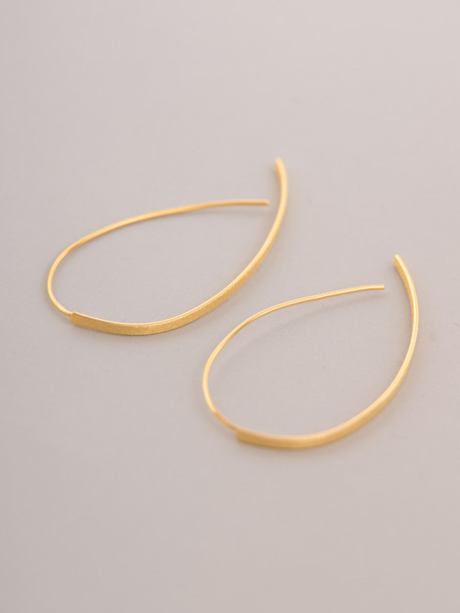 Sterling Silver Thread Through Curved Long Bar Earrings - Forgotten Tribes