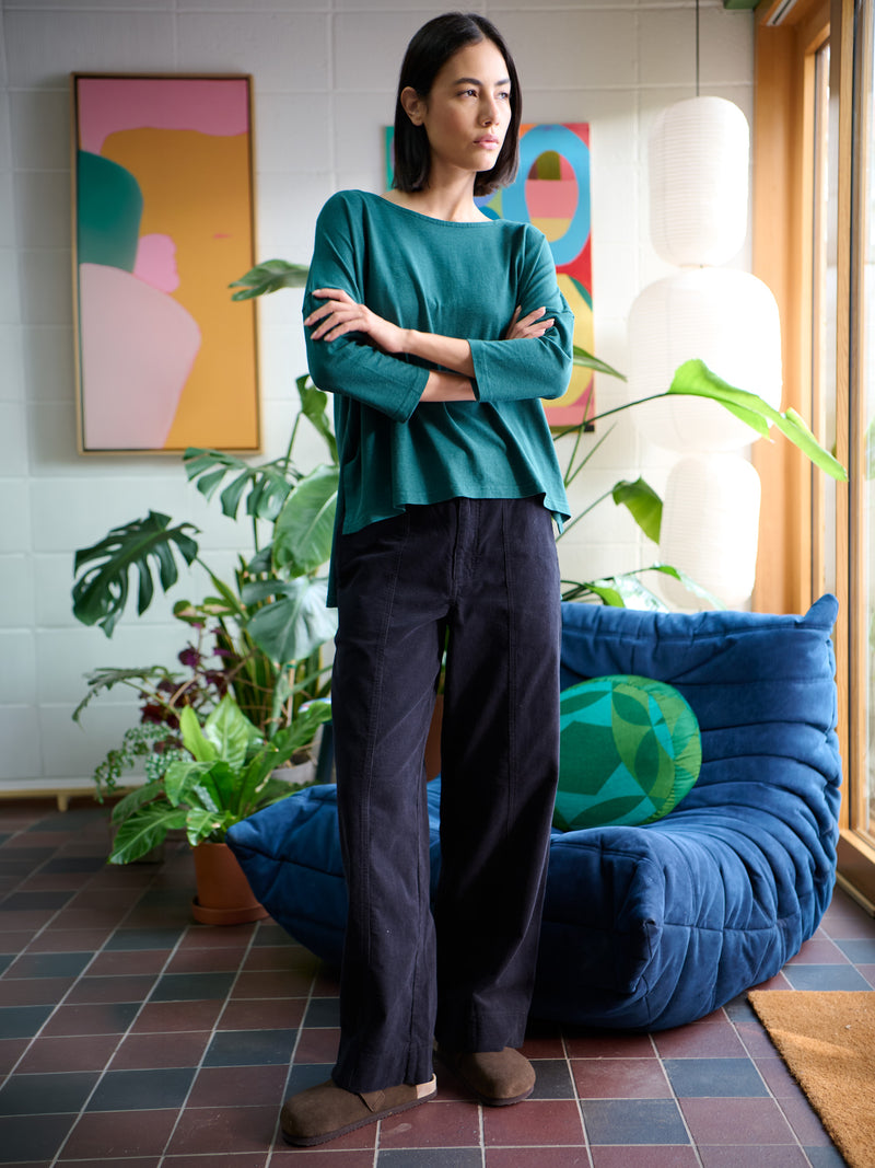Kami - Organic Cotton Needlecord Straight Leg Trousers - Forgotten Tribes