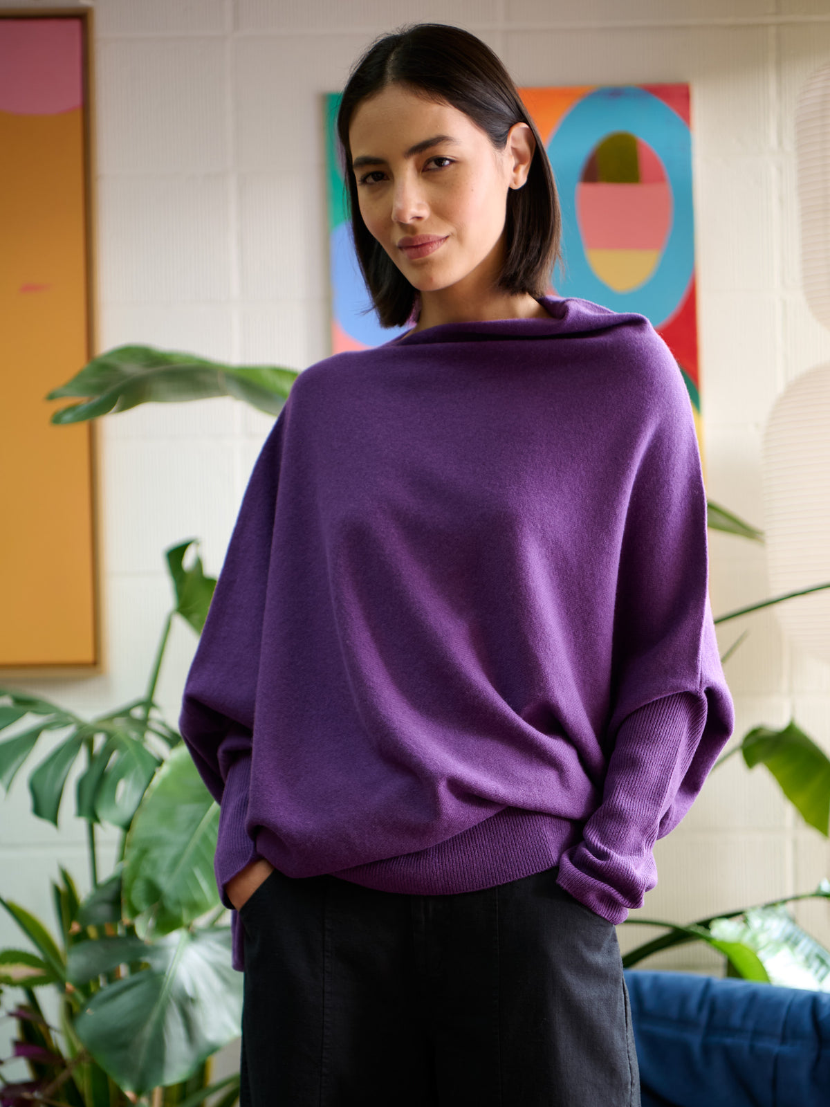 Yuna - Merino Wool Bamboo Blend Asymmetric Draped Jumper - Forgotten Tribes