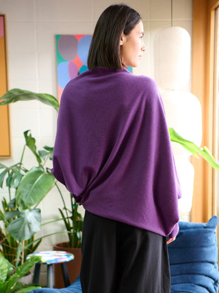 Yuna - Merino Wool Bamboo Blend Asymmetric Draped Jumper