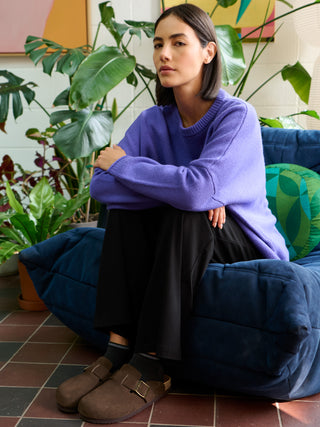 Mizumi - Merino Wool Bamboo Blend Oversized Jumper with Curved Back