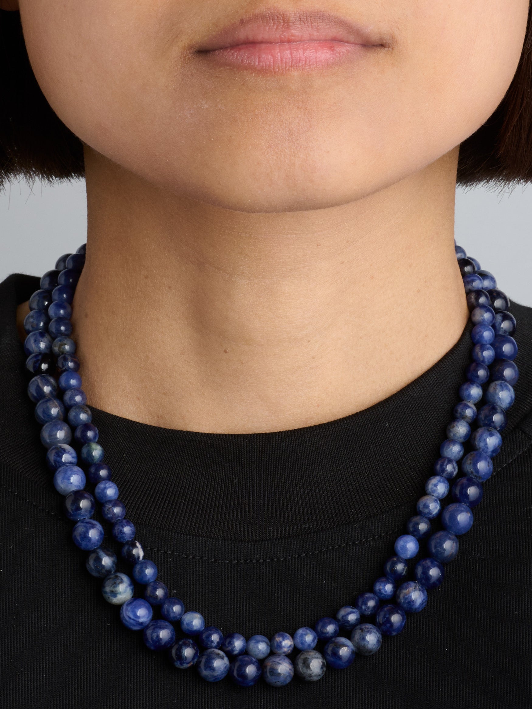 Azure Sodalite - Beaded Gemstone Choker Necklace - Forgotten Tribes