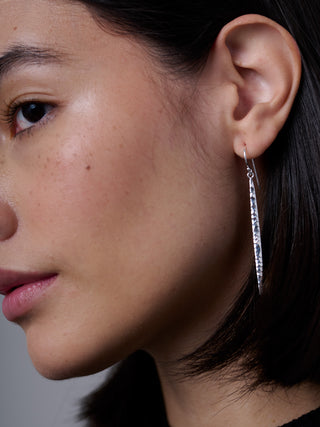 Sterling Silver Longline Hammered Earrings - Forgotten Tribes