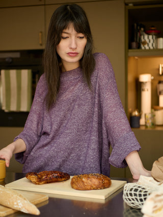 Hainan - Linen Cotton Honeycomb Stitch Knitted Long Sleeve Top - Forgotten Tribes