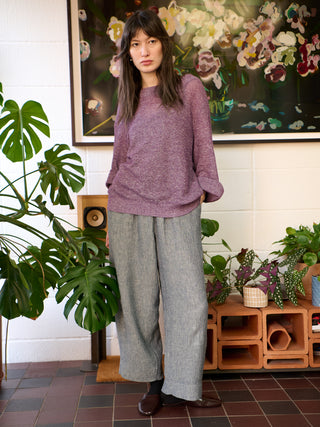 Hainan - Linen Cotton Honeycomb Stitch Knitted Long Sleeve Top - Forgotten Tribes