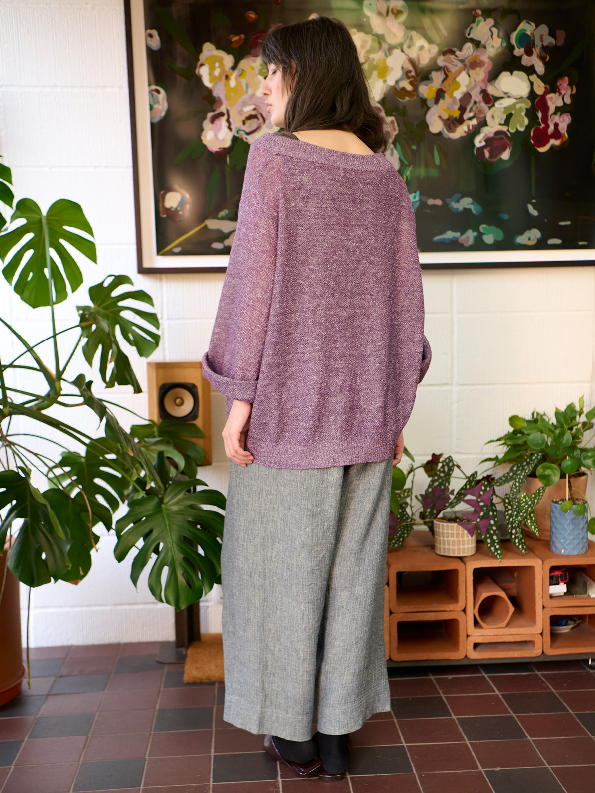 Hainan - Linen Cotton Honeycomb Stitch Knitted Long Sleeve Top - Forgotten Tribes