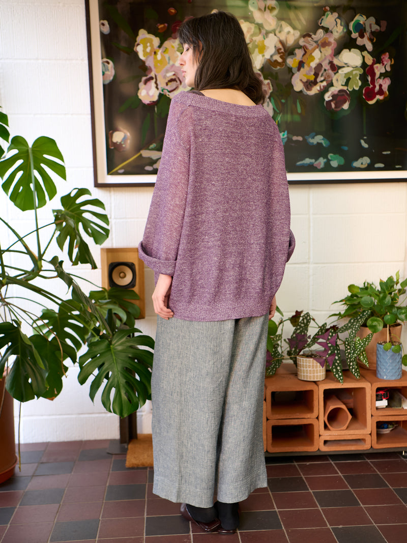 Hainan - Linen Cotton Honeycomb Stitch Knitted Long Sleeve Top - Forgotten Tribes
