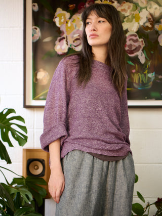 Hainan - Linen Cotton Honeycomb Stitch Knitted Long Sleeve Top - Forgotten Tribes