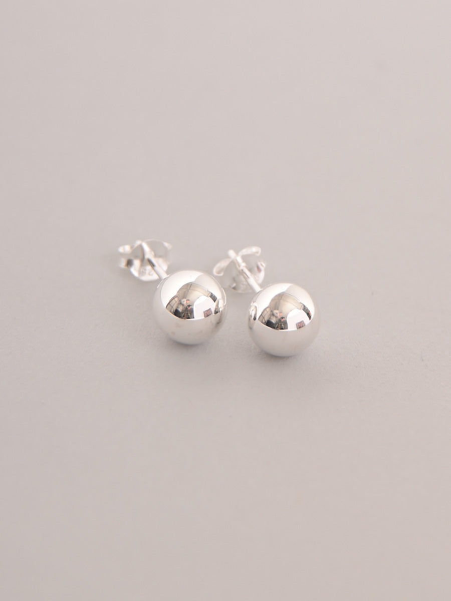 Sterling Silver Polished Sphere Stud Earrings