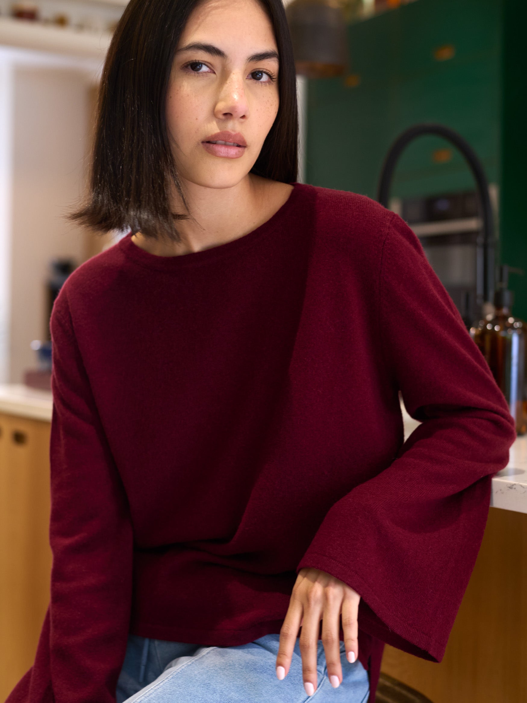 Elba - Merino Wool Bamboo Blend Sweater - Cordovan - Forgotten Tribes